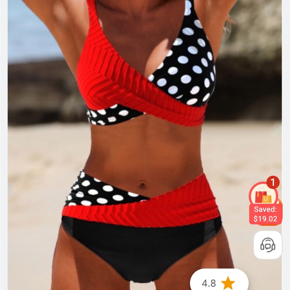 Chic Red and Black Polka Dot Bikini